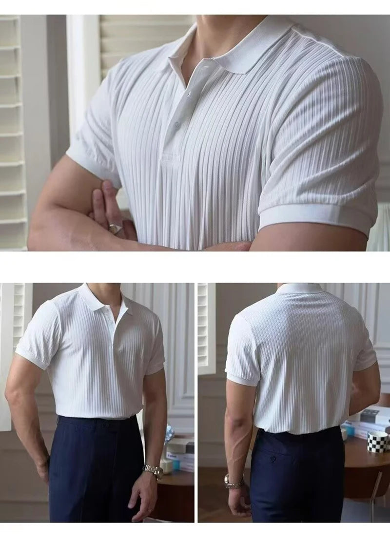 Slim Stripe Polo – Refined Elegance