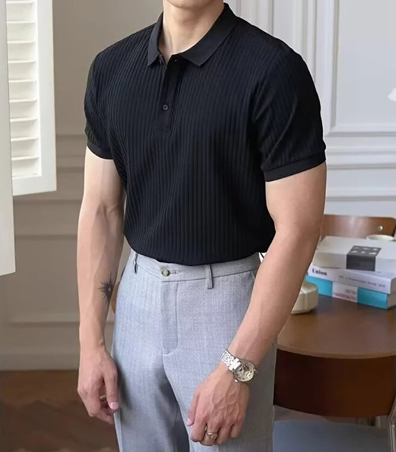 Slim Stripe Polo – Refined Elegance