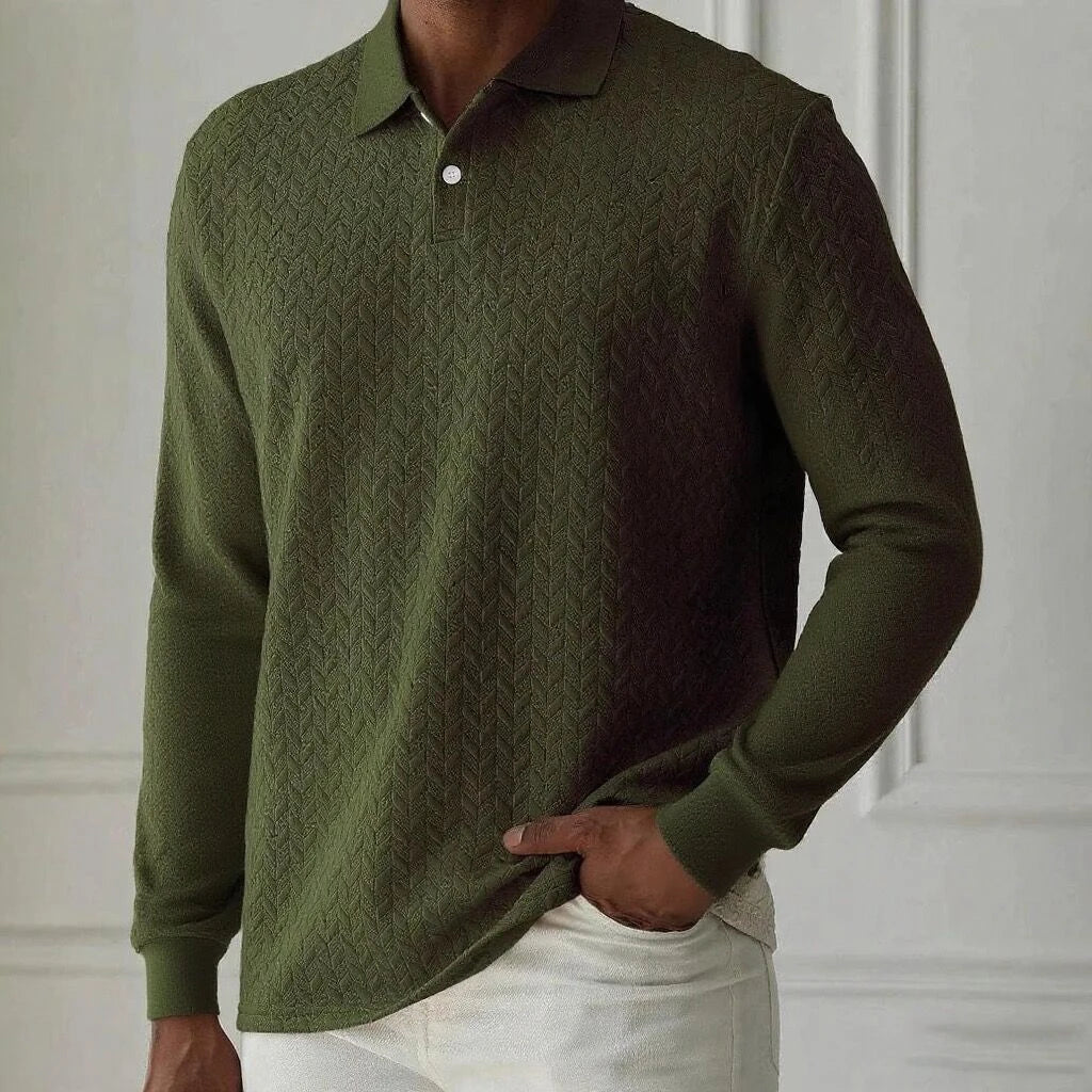 The Textured Knit Long Sleeve Polo | Smart-Casual Beige