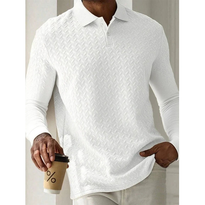 The Textured Knit Long Sleeve Polo | Smart-Casual Beige