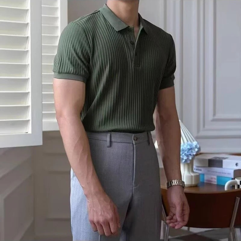 Slim Stripe Polo – Refined Elegance