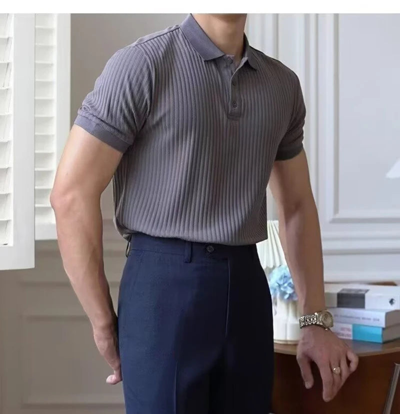 Slim Stripe Polo – Refined Elegance