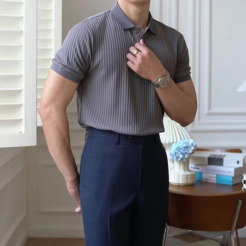 Slim Stripe Polo – Refined Elegance