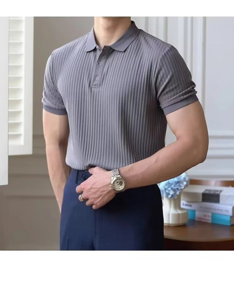 Slim Stripe Polo – Refined Elegance