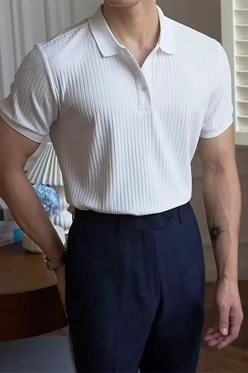 Slim Stripe Polo – Refined Elegance